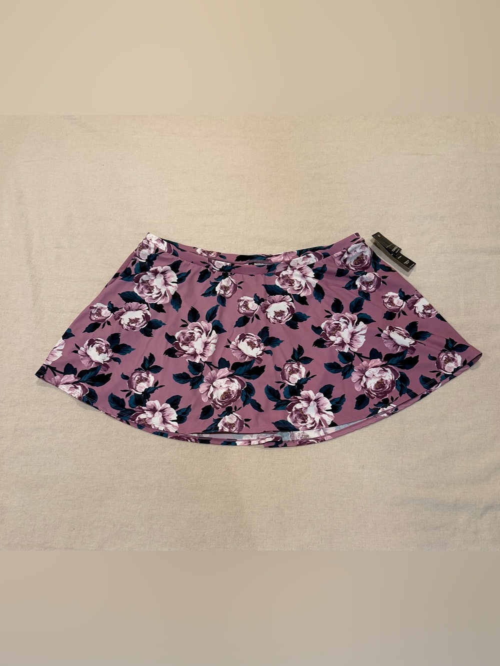TORRID Bikini Sz 4 26/28 High-Rise Long Skater Swim Skirt Lavender Floral NWT